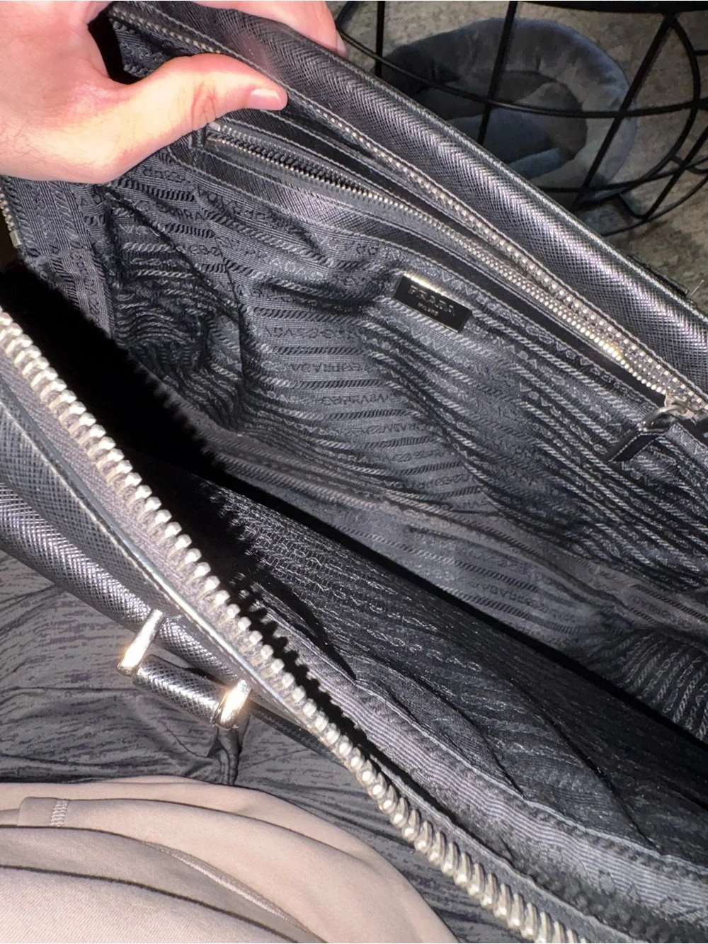 Men's Black Prada Leather Briefcase Travel & Work Bag